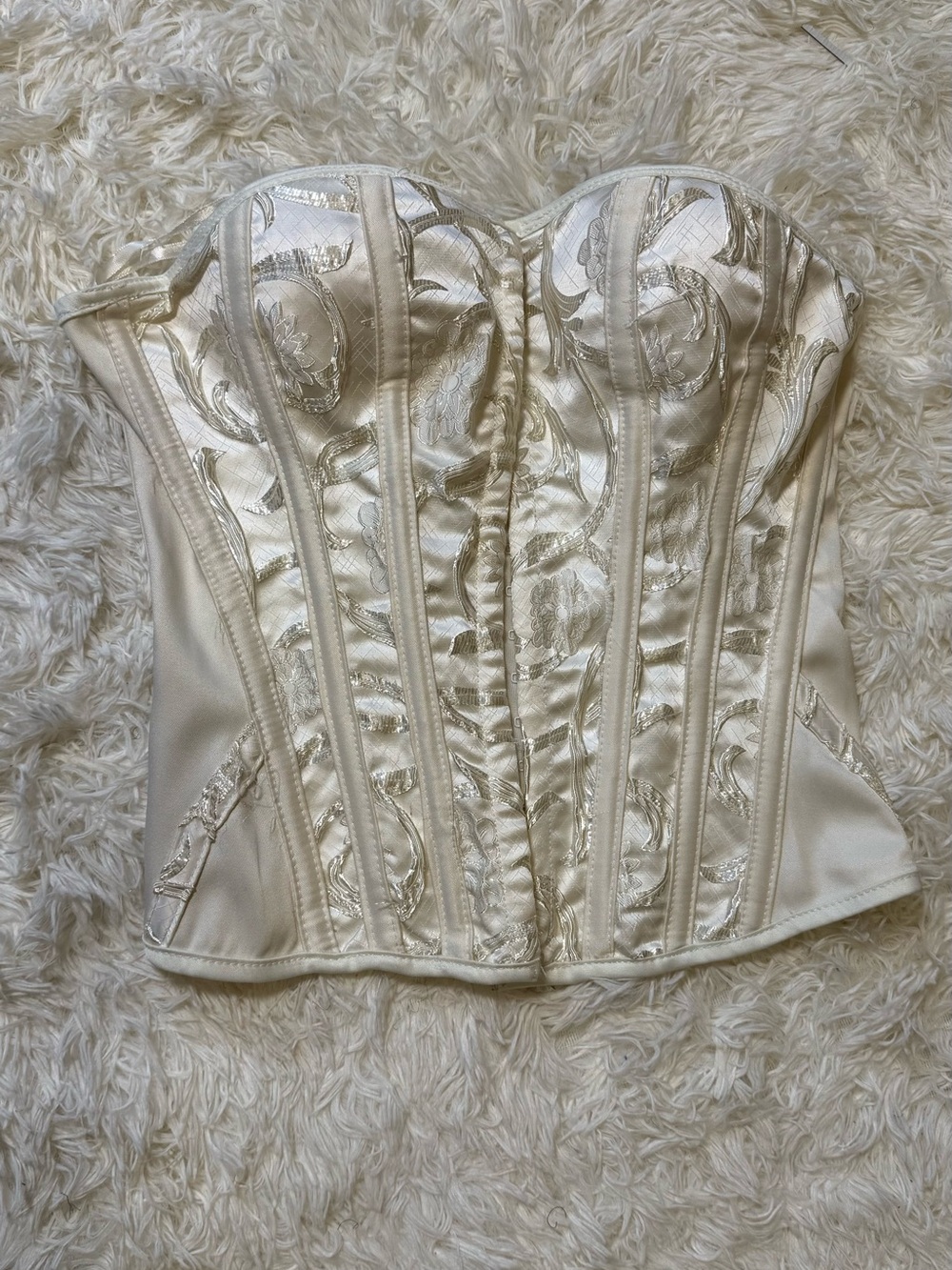 Ivory Satin Bustier Corset Top - Women Intimates